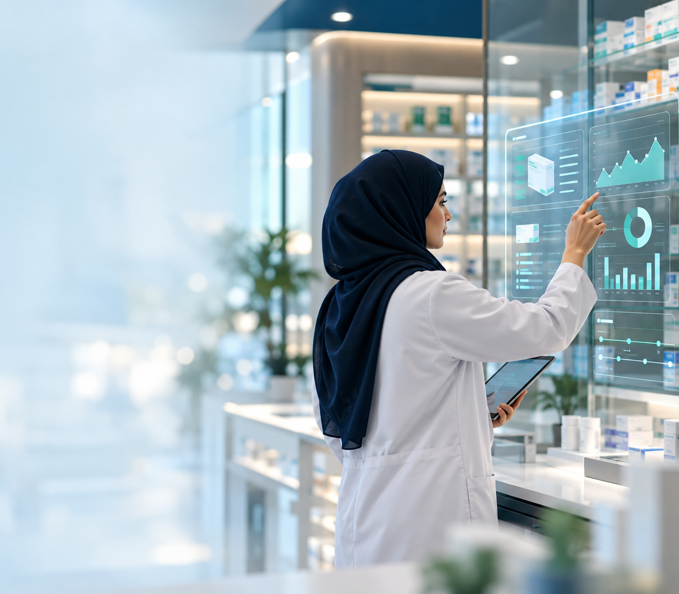 Healthcare professional using a digital pharmacy workflow